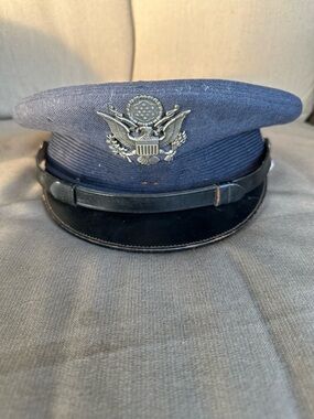 VTG 1950s United States Air Force Officer Dress Cap Hat Visor Sz 6 7/8 Blue Wool